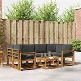 vidaXL Hoek loungeset 6 zitplaatsen Natuurlijk en Antraciet Acacia Hout