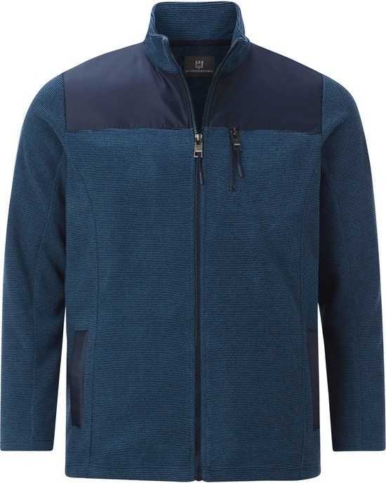 Jan Vanderstorm heren Fleecejack - 60/62 - blauw - Plus Size
