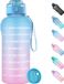 Unyqoos Bouteille d'eau avec marqueur de temps, Tritan sans BPA, 2 Litres, Bleu/Rose
