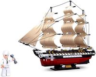 Merkloos Bouwstenen Fregat - Modelbouw Schip - Creatief Bouwen - 1118 Stuks - 62 x 42.5 cm - Grijs