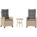 Salon de jardin 3 pièces salon de jardin avec coussins poly rotin mélangé beige