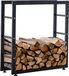 OutdoorMatch Étagère en acier pour bûches, modèle Shaniya - Noir mat - Convient pour intérieur et extérieur - 25x80x100 cm - Rangement de bois en acier