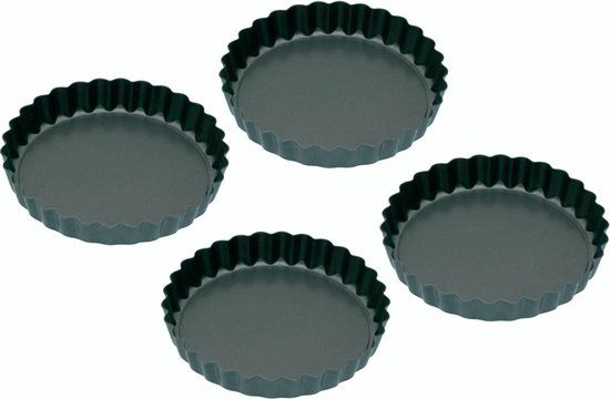 KitchenCraft Ronde Taartvormen - 10 cm (Set van 4) - Grijs