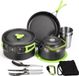Bol Set de cuisine de camping - Set de cuisine d'extérieur - Gris, Vert, Argent, Aluminium
