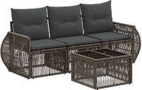 vidaXL Tuinbank - Set - 4 - st - Grijs - en - Donkergrijs - poly - rattan