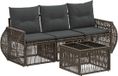 vidaXL Banc de jardin - Set - 4 - pièces - Gris - et - Gris foncé - poly - rotin