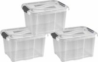 Hega Hogar Opbergbox - 4 stuks - Transparant/Blauw - 17 liter