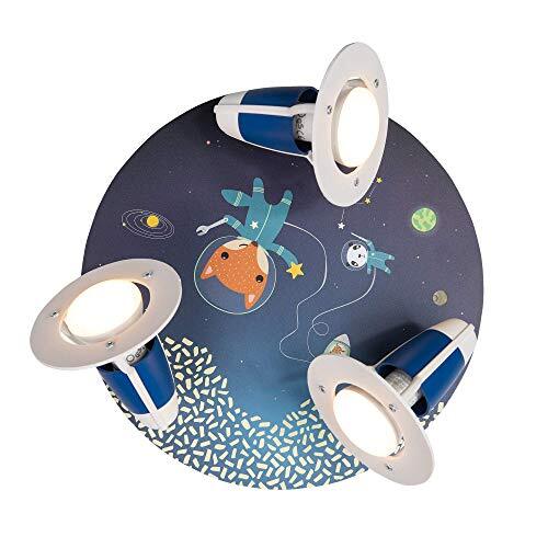 elobra Little Astronauts Space Mission Plafondlamp, hout, blauw