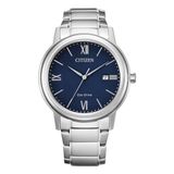 Citizen AW1670-82L Eco Drive Herenhorloge Zilver Roestvrij Staal Blauwe Wijzerplaat 41.4 mm