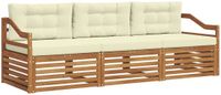 vidaXL Loungeset Bank 3-delig Natuurlijk en Crème Acacia Hout