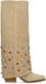 Sacha Dames Beige Suède Laarzen met Flap en Studs - Maat 38