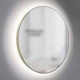 Talos LED badkamerspiegel - wandspiegel 60 cm met rondom led-achtergrondverlichting, 5 mm spiegelglas, aluminium frame mat goud, 4200K neutraal wit, IP44