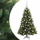 vidaXL Kunstkerstboom met kerstbal 120 cm 150 LED's Warmwit