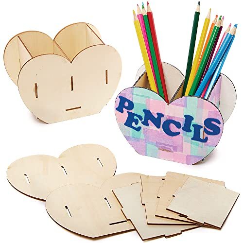 Baker Ross FX498 Houten Harten Potten sets - Set van 3, Valentijnsknutsels voor kinderen.