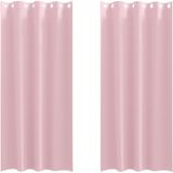 vidaXL Blackout Gordijnen met Ringen 2 st Babyroze 245 x 140 cm