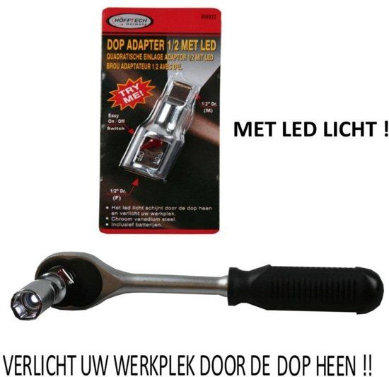 HOFFTECH Dop Adapter 1/2 Met Led + Batterijen