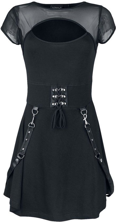 Heartless Eranthe Dames Midi-jurk - zwart/grijs - L