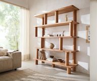 DELIFE Accra Bibliothèque 170x190 cm Acacia Naturel 8 compartiments