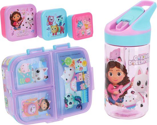 4KidsOnly Danneels Trading Gabby's Dollhouse lunchset; drinkfles, lunchbox en snackbox