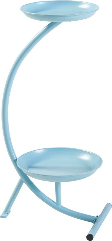 en.casa Plantenstandaard Aalten - 61.5x30x25 cm - Lichtblauw - Metaal