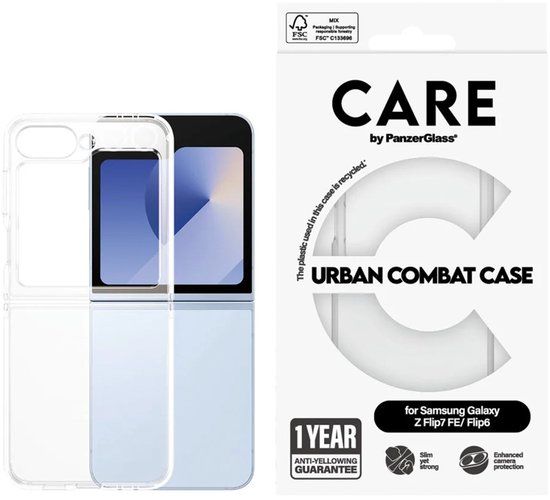 PanzerGlass CARE by PanzerGlass Urban Combat Case voor de Samsung Galaxy Z Flip 6 / Flip 7 FE - Transparant