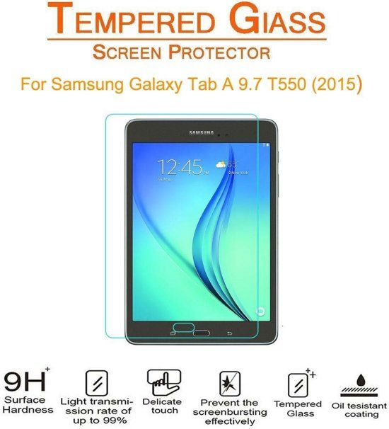 Tempered glass Screen protector 2.5D 9H 0.3mm voor Samsung Galaxy Tab A 9.7 inch SM - T550