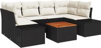 vidaXL Tuinbank Set Zwart en Crème Polyrattan