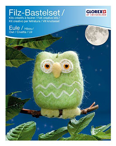 Glorex GmbH Vilt 62905916 - creatief set, eekhoorns Uil 9 x 8 Eule Grün