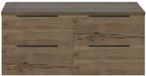 BES LED Seville Badmeubelset 120 cm - 4 Laden - Wastafelblad Tabacco Edge Greep