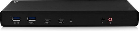 V7 Universal USB-C Docking Station - 4x USB 3.0, 7x USB-C, DisplayPort, HDMI, Ethernet, 65W - Black