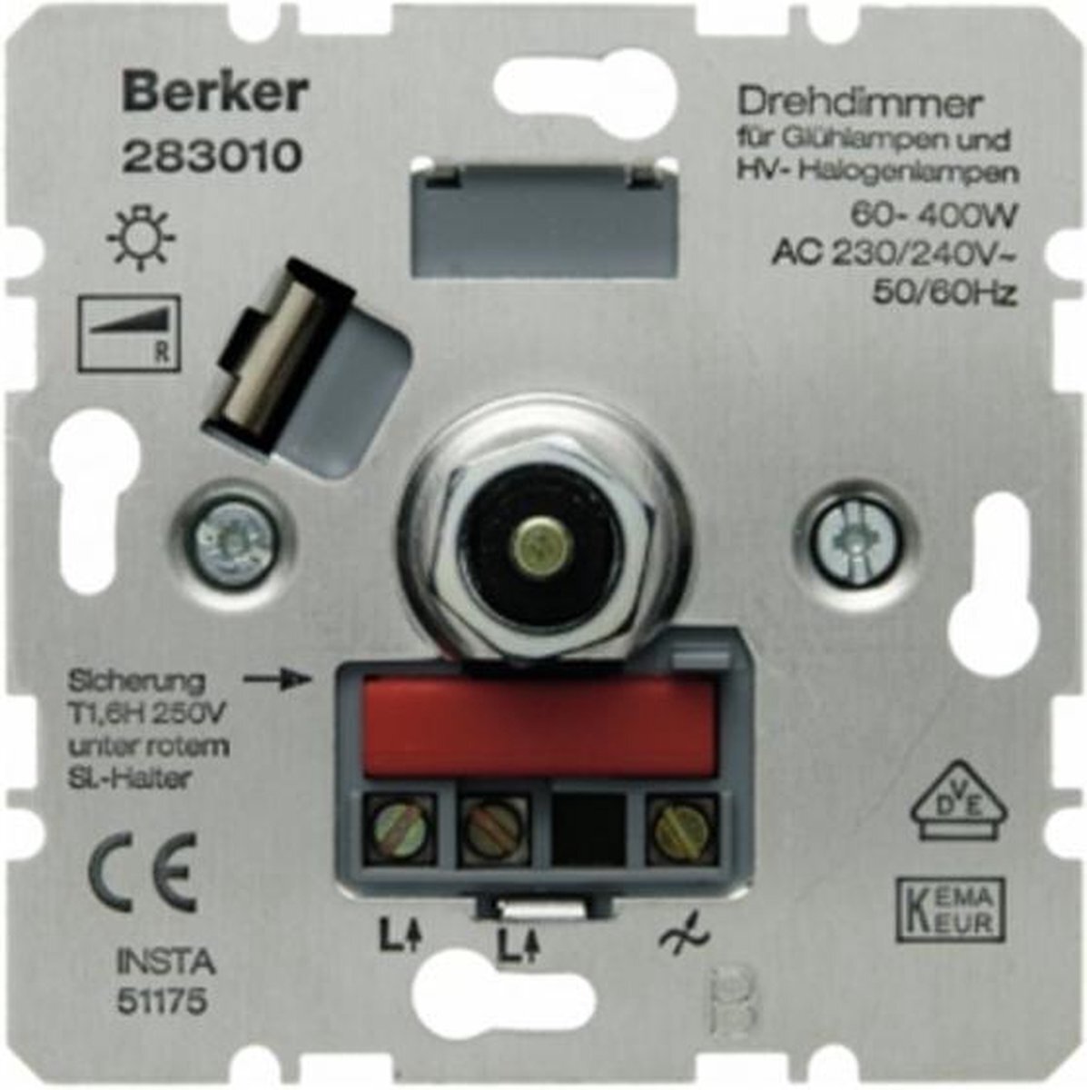 Berker sokkel inbouw dimmer voor 230V lampen 400W