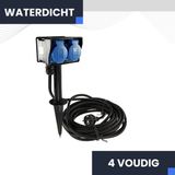 Fonkel Buitenstopcontact 4 voudig IP44 Incl. 3 meter lange kabel