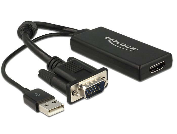 DeLOCK 0.25m VGA+USB2.0-A/HDMI Kabel - Zwart