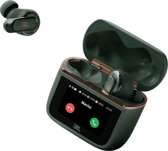 JBL Tour Pro 3 - Draadloze Oortjes met Noise Cancelling - Smart Case met Touchscreen - True Wireless Bluetooth - Hi-Res Audio (LDAC) - 50 uur - Groen
