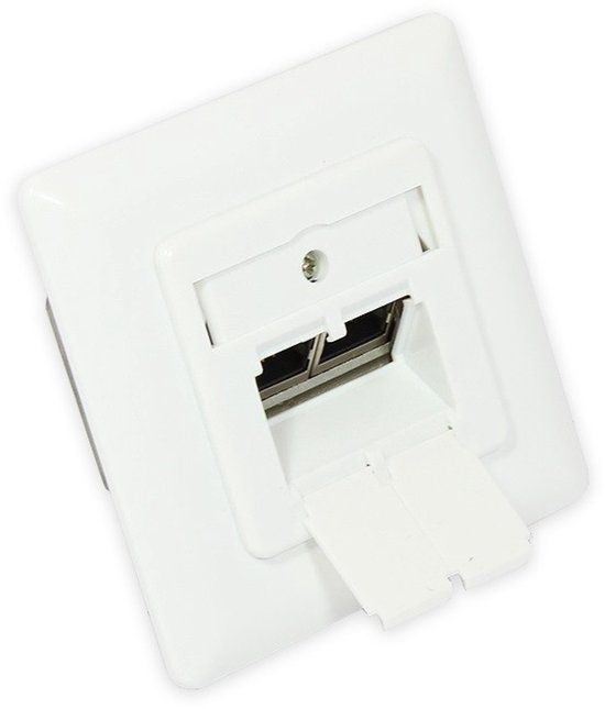 Good Connections Premium CAT6a Gigabit netwerk inbouw wandcontactdoos met afdekplaat en 2 RJ45 poorten - afgeschermd / wit