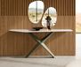 Zentharo table console Edge Polygonal 180x50 cm céramique Onyx Champagne métal finition effet titane