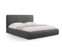 Lit coffre avec tête de lit 140x200cm en chenille gris foncé