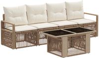 vidaXL Tuinbankenset 5-delig Beige en Crèmewit Polyrattan