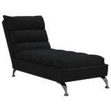 VidaXL Chaise longue met kussens stof zwart
