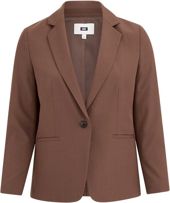WE Fashion Dames slim fit blazer - Curve - Cinnamon brown - Maat 52