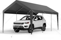 VEVOR Carport Garage Tent Auto Luifel Pe Zeildoek 3,05x6,09x2,87m Grijs