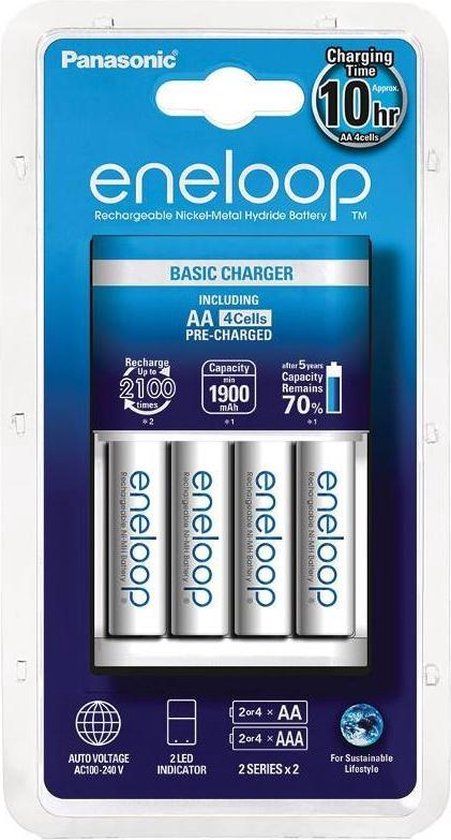 Panasonic K-KJ18MCC40E Batterij Oplader Set - Incl. 4x AA 1900mAh NiMH Batterijen