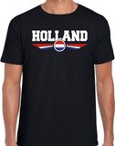 Bellatio Decorations Oranje Holland supporter t-shirt zwart met Nederlandse vlag voor heren M