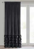Eurofirany Carli Fluwelen gordijn met ruches, fluwelen gordijn met plooiband, 1 stuk, ondoorzichtig, verduisterend, exclusief gordijn voor woonkamer, slaapkamer, 140 x 250 cm, zwart