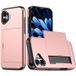 Rose Doré Coque Hybride iPhone 16 avec Fente pour Carte Coulissante