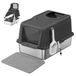 Feandrea Bac à litière pour chat en acier inoxydable, XL, avec couvercle, 2 entrées | Avec pelle, brosse, pour chats jusqu'à 15 kg, Noir d'encre, Collection BOXAL PPT005BH01