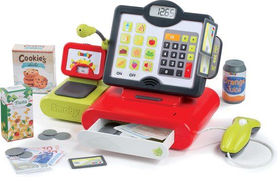 Smoby Speelgoedkassa Rood - Elektronische Kassa met Geluid en Accessoires