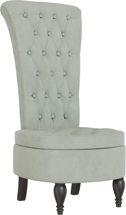 vidaXL Stoel hoge rugleuning met knopen fluweel lichtgrijs
