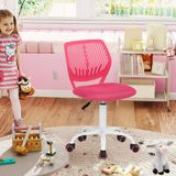 FurnitureR Kinderbureaustoel, in hoogte verstelbare draaistoel met klein gat rugleuning ontwerp, geschikt voor kinderslaapkamer of studeerkamer, roze
