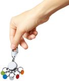 TROIKA porte-clés – KYR61/CH – rond, brillant – porte-clés – mousqueton – 6 anneaux amovibles – disques colorés pour identification des clés – TROIKA Original